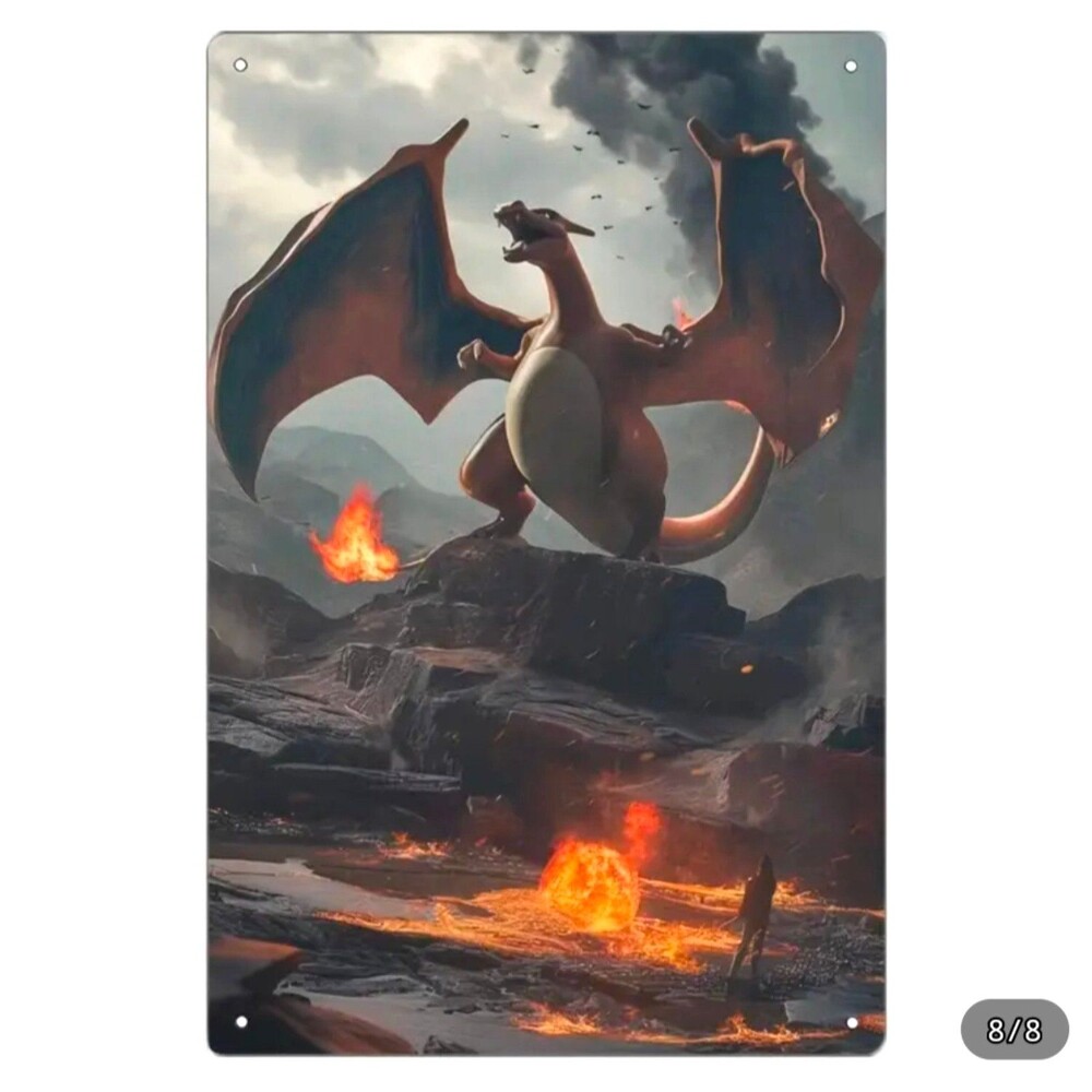 Charizard Pokemon Fire Dragon metal poster‎ wall decor